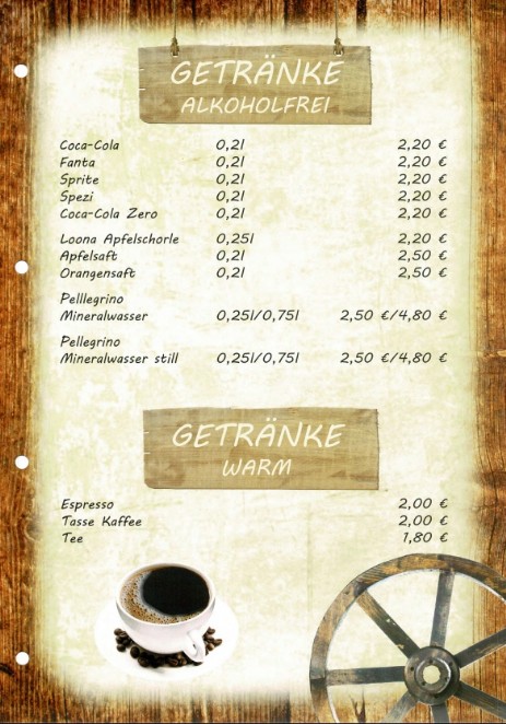 Getränke - alkoholfrei und Café und Tee im Haduloha