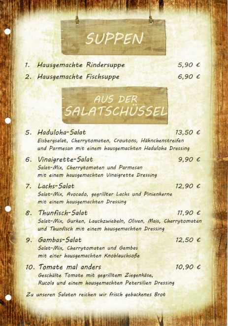 Suppen und Salate im Haduloha