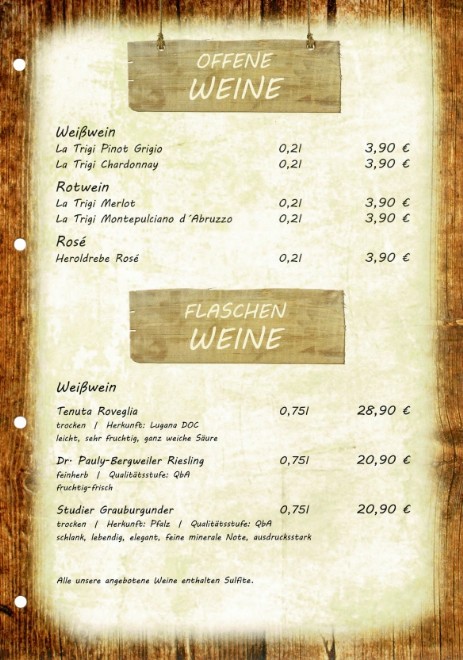 Weine - offen und Flaschen im Haduloha