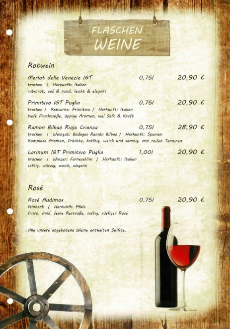 Weine - rot und rosé im Haduloha